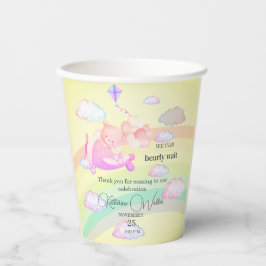 Vasos De Papel AIRPLANE BEAR pastel clouds rainbow editable