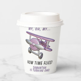 Vasos De Papel Airplane Oh My Time Flies Travel First Birthday