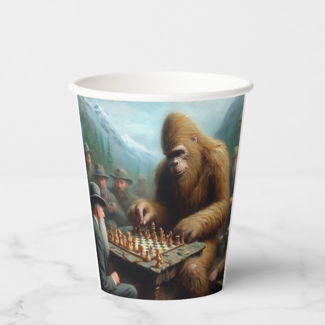 Vasos De Papel Ajedrez para jugar a pie grande (Anverso)