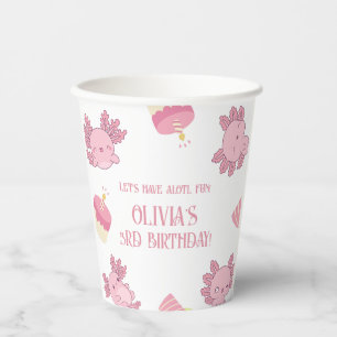 Vasos De Papel Ajolote Rosa Niños Vamos a Tener un Cumpleaños Div