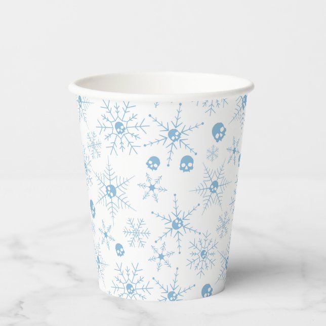 Vasos De Papel Alarmante cráneo Creepmas Navidades Copos de nieve (Anverso)