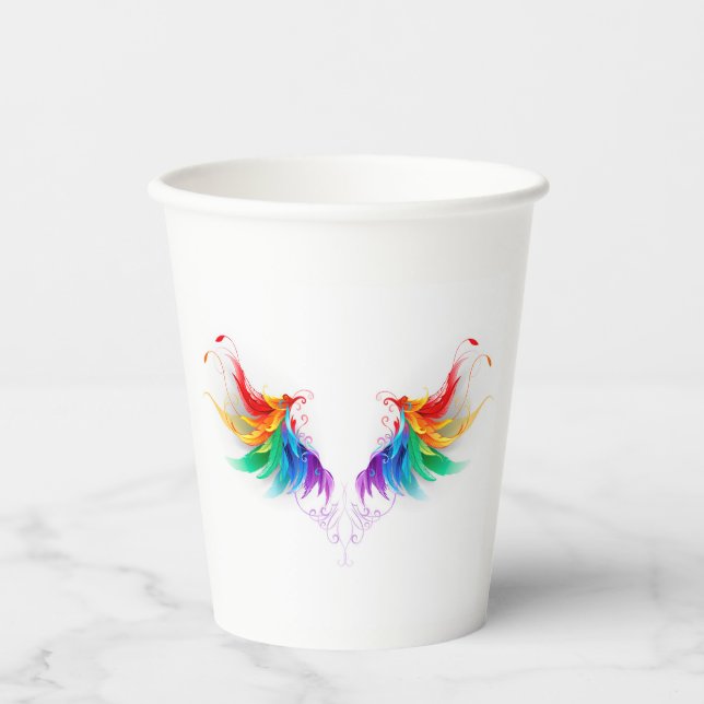 Vasos De Papel Alas del arco iris fluidas (Anverso)