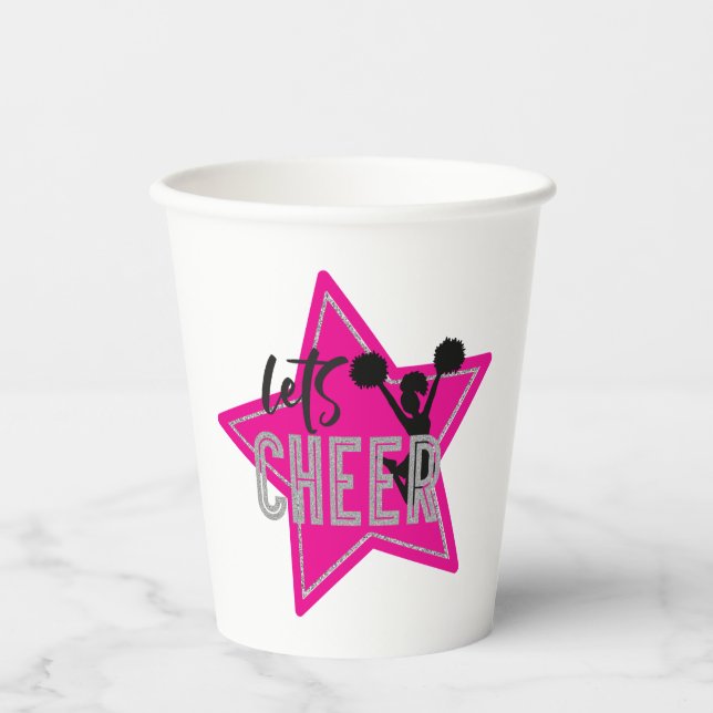 Vasos De Papel Alegre Alegre negro de Plata Rosa (Anverso)