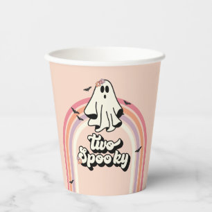 Vasos De Papel alegre Fantasma retro Halloween Dos Cumpleaños Esp