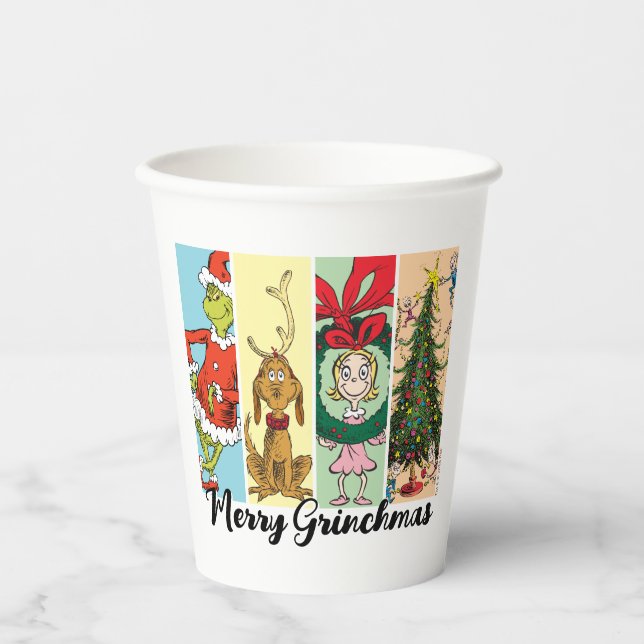 Vasos De Papel Alegre Grinchmas Collage Navideño (Anverso)