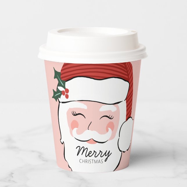 Vasos De Papel Alegre Santa Face | Feliz Navidad (Anverso)