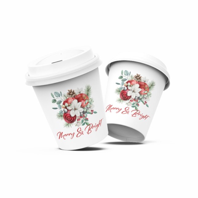 Vasos De Papel Alegres Navidades visitan flores y manzanas (Subido por el creador)