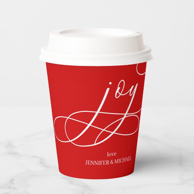 Vasos De Papel Alegría de Navidad Roja Blanca (Anverso)