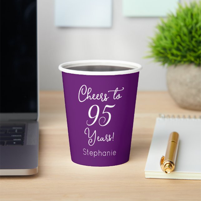 Vasos De Papel Alegría morada de otoño a 95 años 95 cumpleaños (in situ)