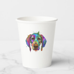 Vasos De Papel Alemán de Shorthal Pointer Dog Face Colorous Pop A