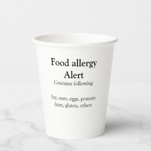 Vasos De Papel alerta de alergia alimentaria agregar nombre texto