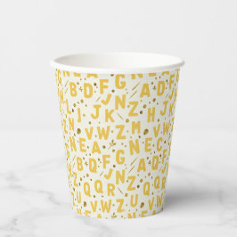 Vasos De Papel Alfabeto Amarillo Monocromo