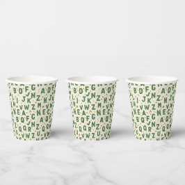 Vasos De Papel Alfabeto Brillo Bosque Esmeralda