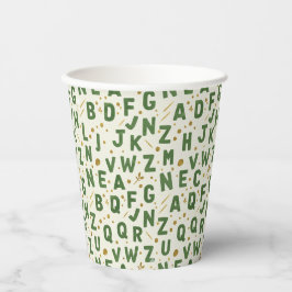 Vasos De Papel Alfabeto Brillo Bosque Esmeralda