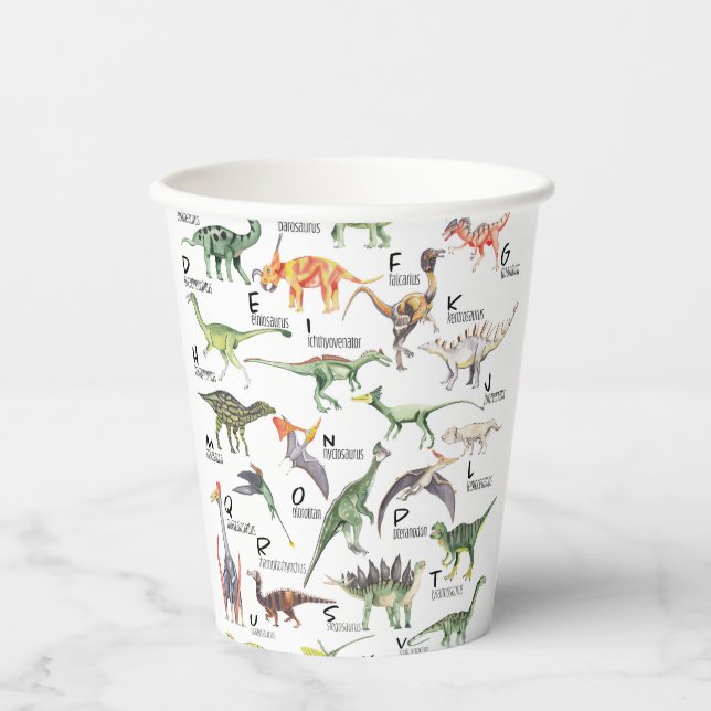 Vasos De Papel Alfabeto de dinosaurio (Anverso)