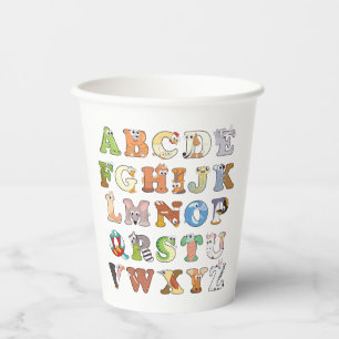 Vasos De Papel Alfabeto zoológico animal dice a los ABC aprendien
