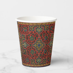 Vasos De Papel Alfombra Persa Clásica Rojo Azul