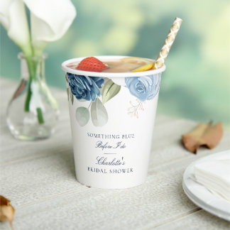 Vasos De Papel Algo Azul Antes de Hacer Floral Bridal Shower