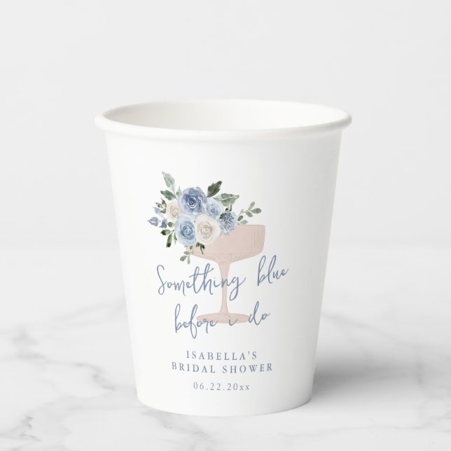 Vasos De Papel Algo azul antes de hacer la despedida de soltera (Anverso)