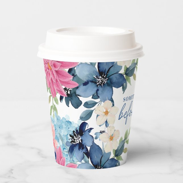 Vasos De Papel Algo azul antes de hacerlo ducha de bebé nupcial a (Anverso)