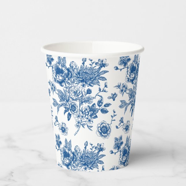 Vasos De Papel Algo azul chinoiserie fiesta de shower nupcial azu (Izquierda)