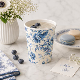 Vasos De Papel Algo Azul Floral Toile Francés Chinoisería