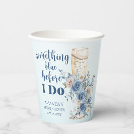 Vasos De Papel Algo de ducha de novia floral de champagne azul