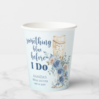 Vasos De Papel Algo de ducha de novia floral de champagne azul