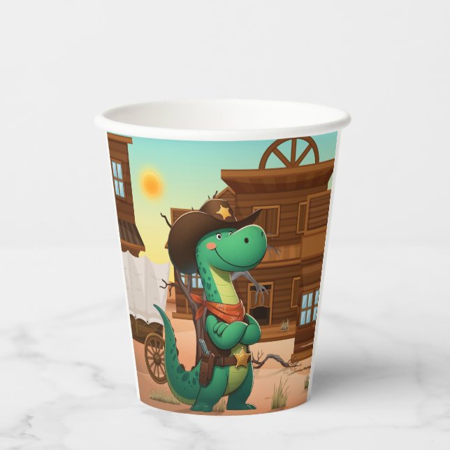 Vasos De Papel Alguacil/vaquero de dinosaurio (Anverso)