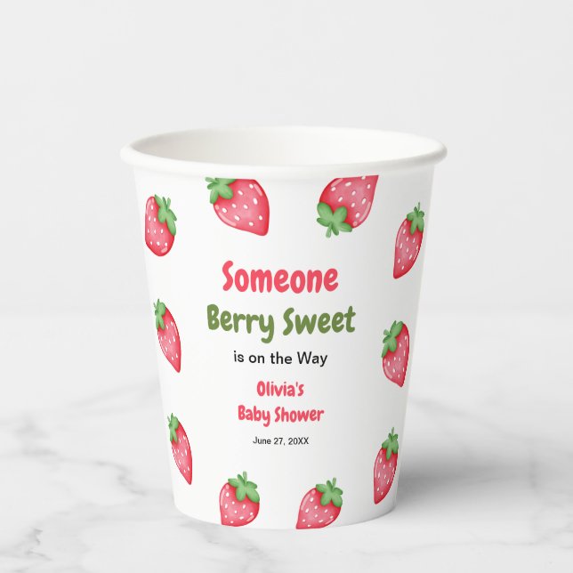 Vasos De Papel Alguien Berry Sweet Strawberry Baby Shower (Anverso)
