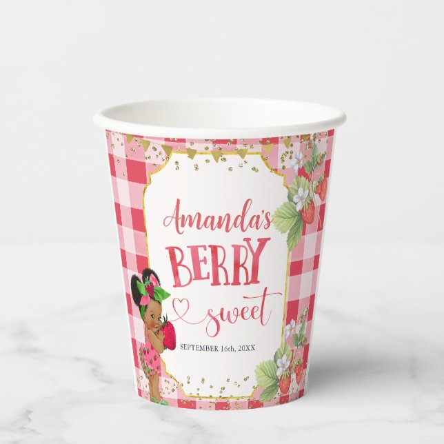 Vasos De Papel Alguien Berry Sweet Strawberry Chica Baby Shower (Anverso)