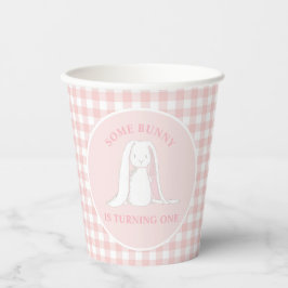 Vasos De Papel Algun conejo es uno cumpleaños de gingham rosa