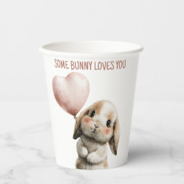 Vasos De Papel Algun Conejo Te Ama con Globo de Corazón
