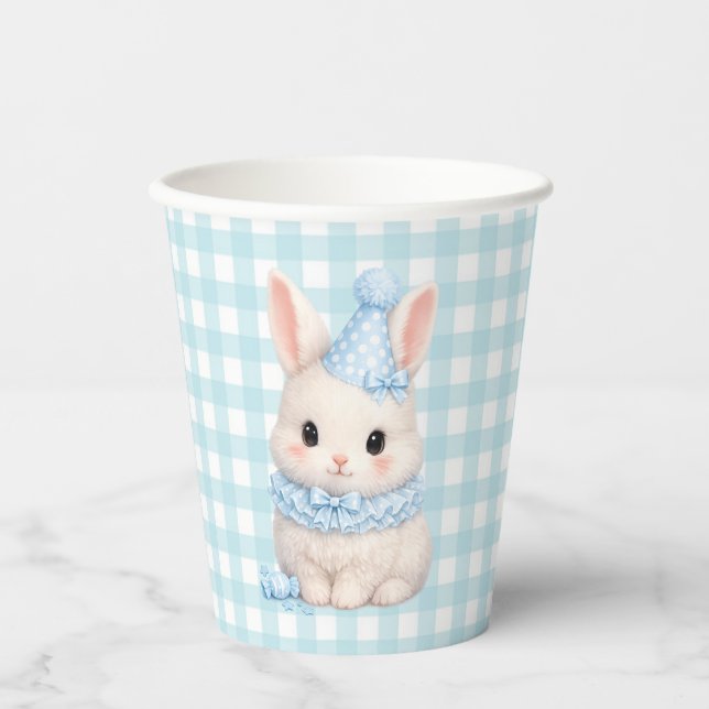 Vasos De Papel Alguno con gingham está de cumpleaños (Anverso)