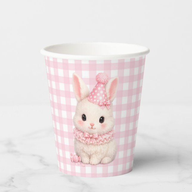 Vasos De Papel Alguno con gingham está de cumpleaños (Anverso)