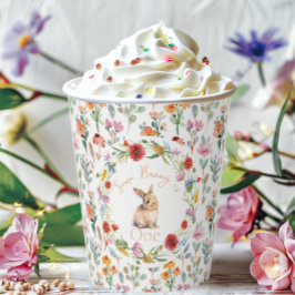 Vasos De Papel Algunos Bunny Birthday floral-personalizable
