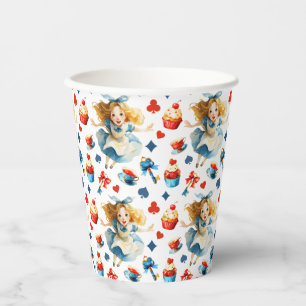 Vasos De Papel Alice en ONEDERLAND Patrón Festivo Cumpleaños Infa