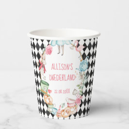 Vasos De Papel Alice Onederland Mad Tea Fiesta Chica Primer cumpl