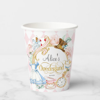 Vasos De Papel Alicia en el país de Onederland, copas de papel pa