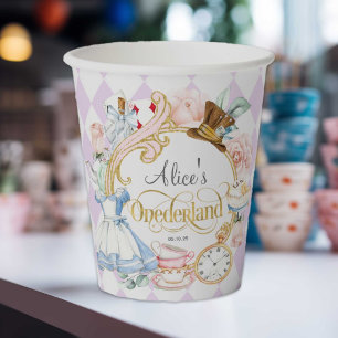 Vasos De Papel Alicia en el país de Onederland, primer cumpleaños