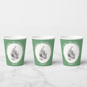 Vasos De Papel Alicia en la fiesta de cumpleaños del Conejo Blanc