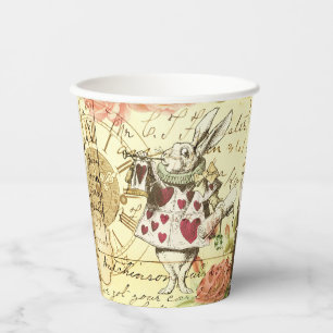 Vasos De Papel Alicia vintage en el conejo blanco de las maravill