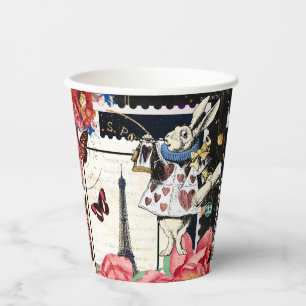 Vasos De Papel Alicia vintage en el conejo blanco de las maravill