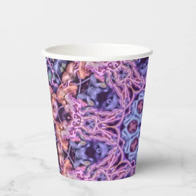 Vasos De Papel Alien Kaleidoscopic Mandala morado intrincado (Anverso)