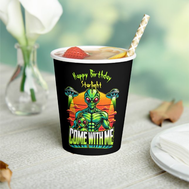 Vasos De Papel Alienígenas amistosos exploran las aventuras cósmi (in situ)