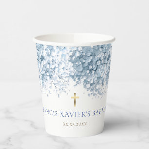 Vasos De Papel aliento del bebé azul Bautismo