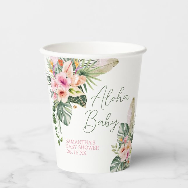 Vasos De Papel Aloha Baby Shower (Anverso)