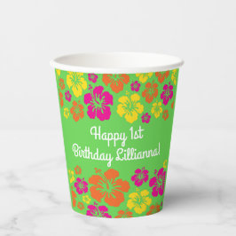 Vasos De Papel Aloha Cute Niños Hawaianos Primer Fiesta de Cumple
