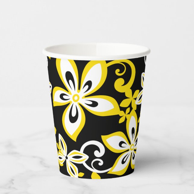 VASOS DE PAPEL ALOHA HAWAII (NEGRO/AMARILLO) (Izquierda)