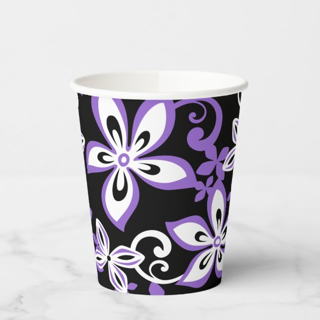 VASOS DE PAPEL ALOHA HAWAII (NEGRO/LAVENDERO) (Izquierda)